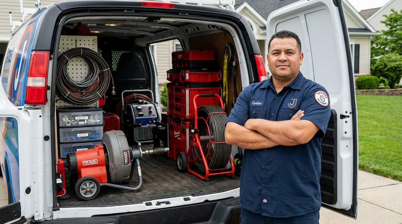 Professional drain cleaning equipment and Johns Plumbing LLC plumber in The Villages