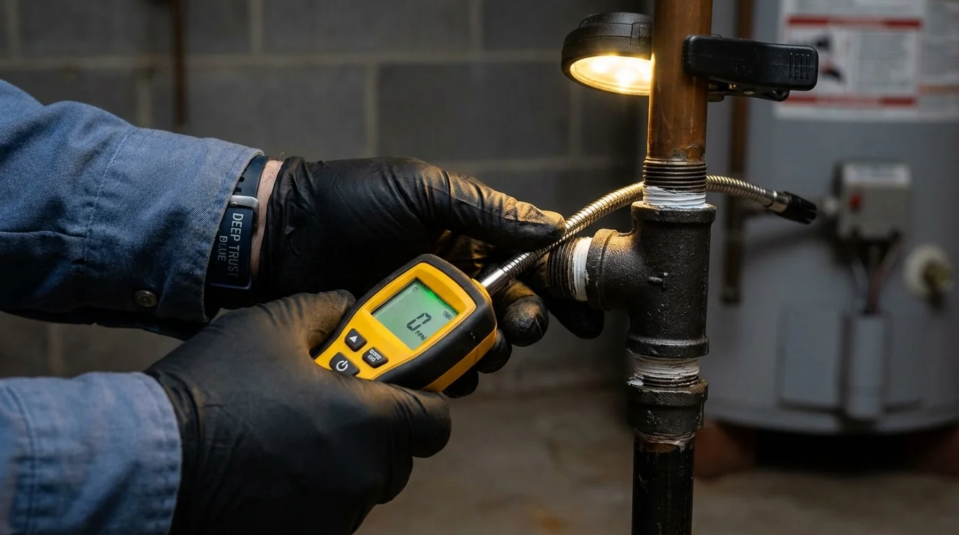 Gas leak detection with electronic sniffer by Johns Plumbing LLC in The Villages