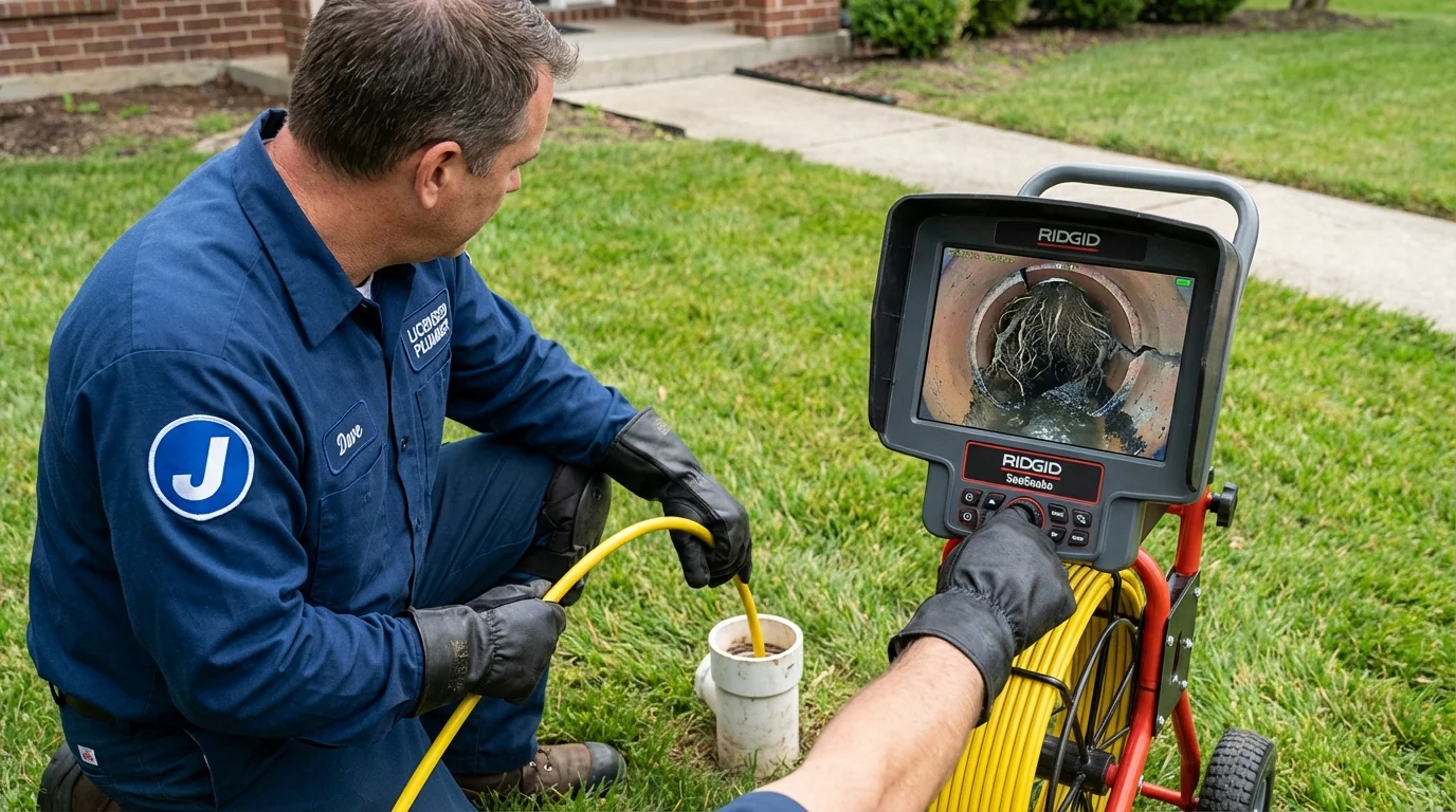 Sewer camera inspection being performed by Johns Plumbing LLC in The Villages